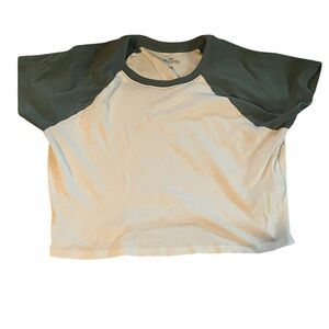 Hollister Green and off white Raglan Tee